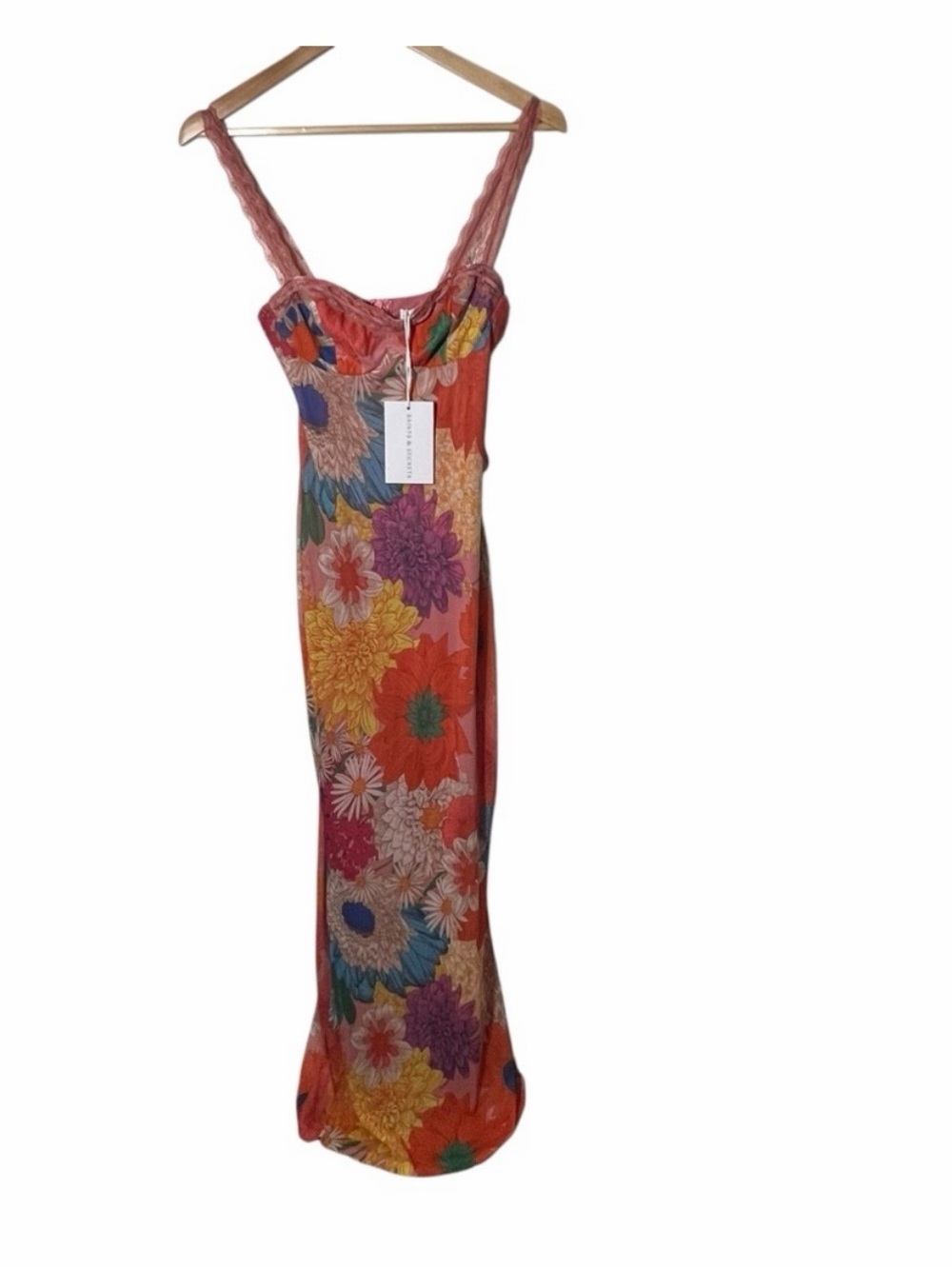 Floral Maxi Dress in Coral with Braided Straps